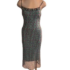 Ruby Women's Floral Dress Sheer Blue and Pink Size Small